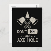 Carte Postale Lanceur de hache sarcastique Humour Menuiserie Bûc (Devant / Derrière)