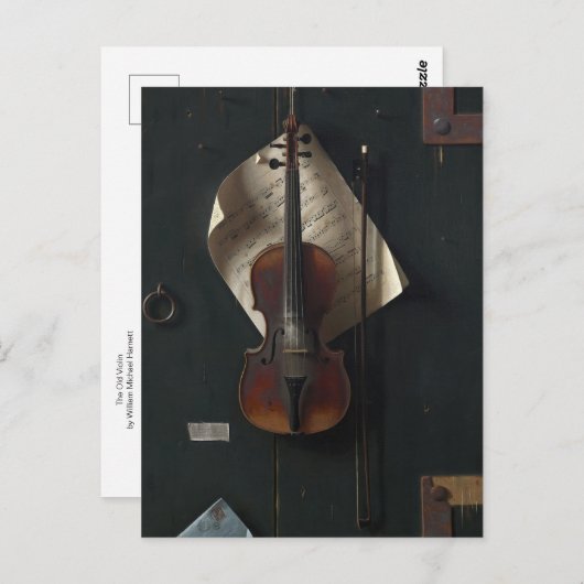 Carte Postale L'Ancien Violon par William Michael Harnett (Devant / Derrière)