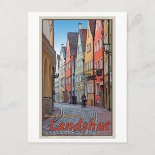 Carte Postale Landclose - Biker sur Cobblestone Alley