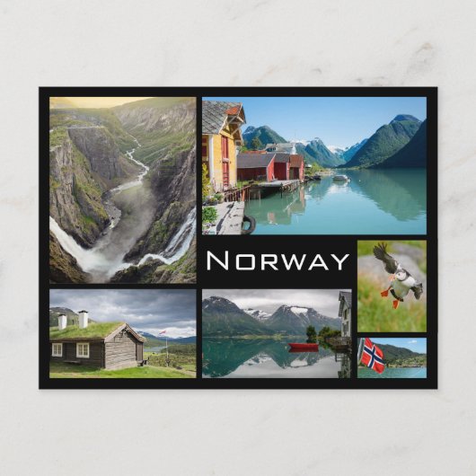 Carte Postale Landscapes à Norway black collage postcard (Devant)