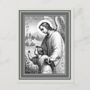Carte Postale L'Ange Garde Un Enfant