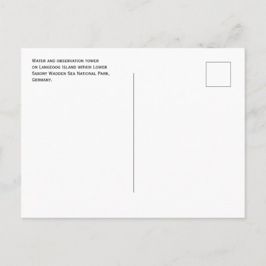 Carte Postale Langeoog Island Water Tower, Frise orientale, Alle (Dos)
