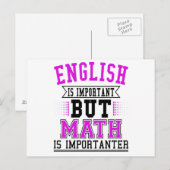 Carte Postale L'Anglais Est Important, Mais La Mathématiques Est (Devant / Derrière)