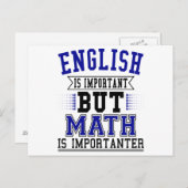 Carte Postale L'anglais est important mais les maths sont plus i (Devant / Derrière)