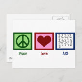 Carte Postale Langue des signes Peace Love (Devant / Derrière)