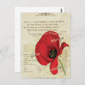 Carte Postale Langue victorienne des fleurs (Devant / Derrière)