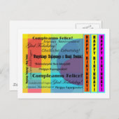 Carte Postale Langues Anniversaire (Devant / Derrière)