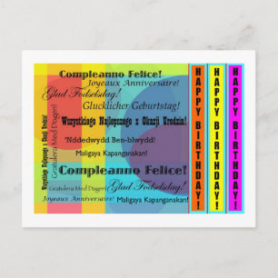 Carte Postale Langues Anniversaire
