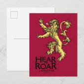 Carte Postale Lannister Sigil - Entendez-Moi Roar (Devant / Derrière)