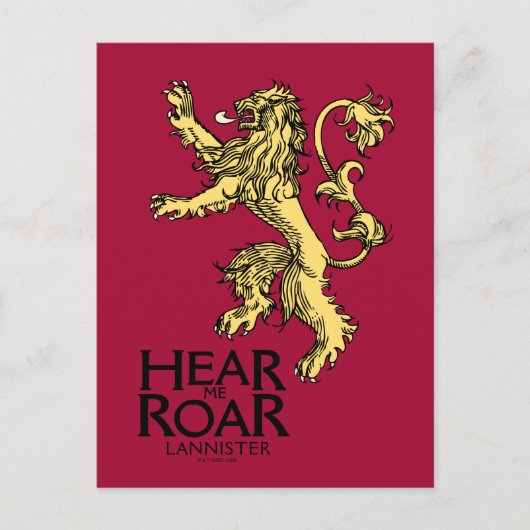 Carte Postale Lannister Sigil - Entendez-Moi Roar (Devant)