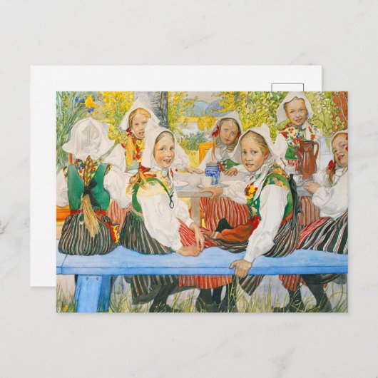 Carte Postale L'anniversaire de Kersti par Carl Larsson (Devant / Derrière)