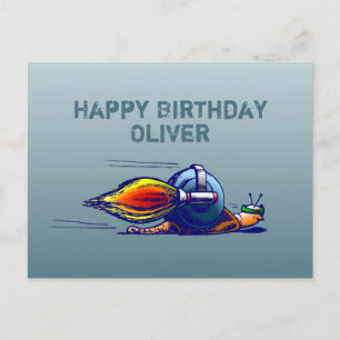 Carte Postale L'anniversaire de l'escargot fusée
