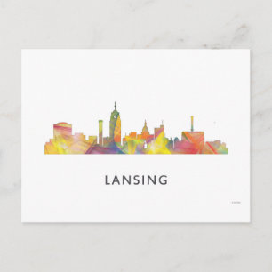 CARTE POSTALE LANSING, MICHIGAN SKYLINE WB1 -