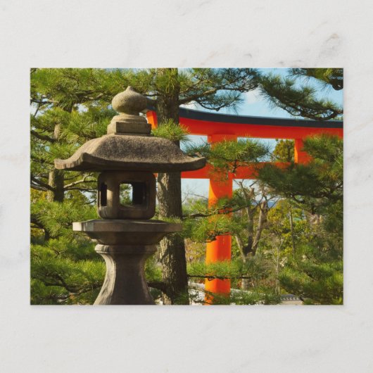 Carte Postale Lantern en pierre et porte Torii (Devant)