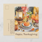 Carte Postale Lanterne aquarelle de fête de gratitude de saison (Devant / Derrière)