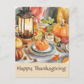 Carte Postale Lanterne aquarelle de fête de gratitude de saison (Devant)