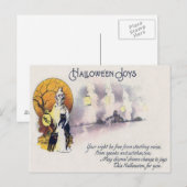 Carte Postale Lanterne en chat noir de faucheuse noire Pleine lu (Devant / Derrière)