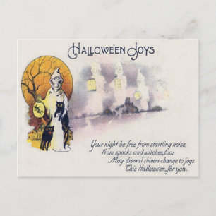 Carte Postale Lanterne en chat noir de faucheuse noire Pleine lu