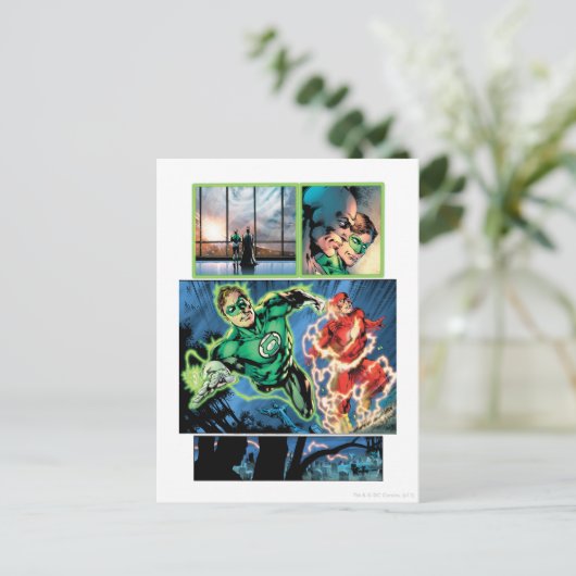 Carte Postale Lanterne verte et panneau Flash (Debout devant)