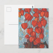 Carte Postale Lanternes chinoises, Physalis peinture florale d'a (Devant / Derrière)