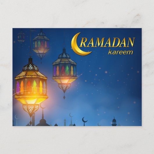 Carte Postale Lanternes couleur bleu Ramadan (Devant)