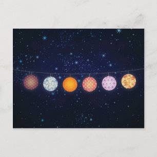 Carte Postale Lanternes en papier à motifs et ciel étoilé
