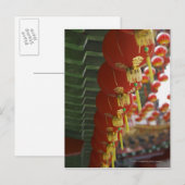 Carte Postale lanternes rouges chinoises accrochées au temple (Devant / Derrière)