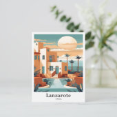 Carte Postale Lanzarote Espagne Art Voyage Illustration (Debout devant)