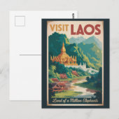 Carte Postale Laos Pha That Luang Illustration Travel Art (Devant / Derrière)