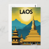 Carte Postale Laos Travel Art (Devant / Derrière)