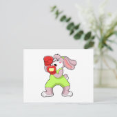 Carte Postale Lapin à la boxe avec gants de boxe (Debout devant)