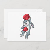 Carte Postale Lapin à la boxe avec gants de boxe (Devant / Derrière)