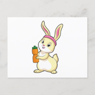 Carte Postale Lapin à la forme avec bouteille de boisson