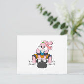 Carte Postale Lapin à la forme avec haltère.PNG (Debout devant)
