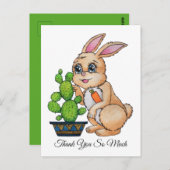Carte Postale Lapin à l'aquarelle avec cactus mignon (Devant / Derrière)