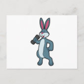 Carte Postale Lapin à l'entraînement en force avec haltère (Devant)