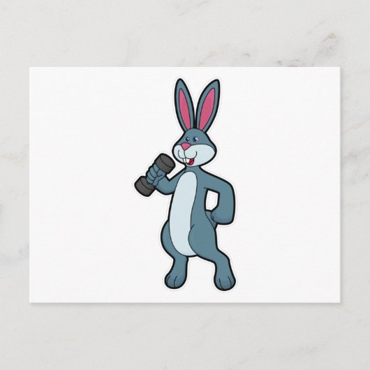 Carte Postale Lapin à l'entraînement en force avec haltère (Devant)