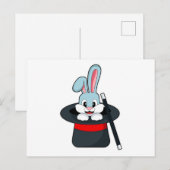 Carte Postale Lapin à Magie avec Baguette & Chapeau (Devant / Derrière)