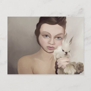 Carte Postale lapin à puces