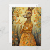 Carte Postale Lapin adorable Folkart (Devant / Derrière)