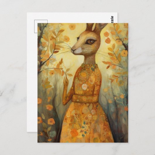 Carte Postale Lapin adorable Folkart (Devant / Derrière)