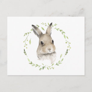 Carte Postale Lapin aquarelle d'animal de forêt de bois
