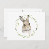 Carte Postale Lapin aquarelle d'animaux de la forêt (Devant / Derrière)