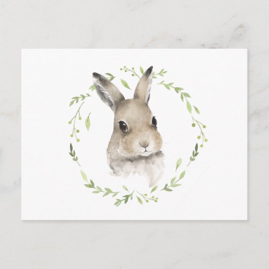 Carte Postale Lapin aquarelle d'animaux de la forêt (Devant)