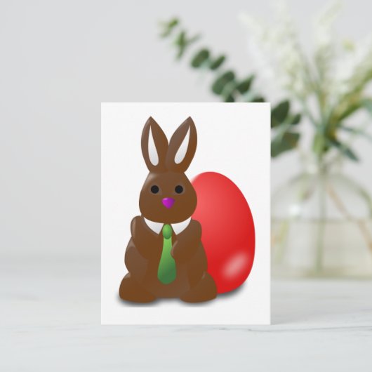Carte Postale Lapin au chocolat (Debout devant)