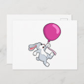 Carte Postale Lapin avec ballon (Devant / Derrière)