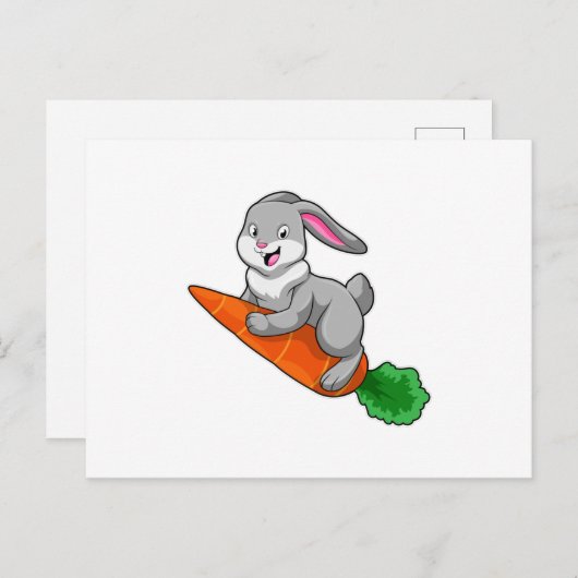 Carte Postale Lapin avec carotte (Devant / Derrière)