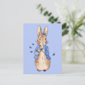 Carte Postale Lapin avec papillons Merci (Debout devant)