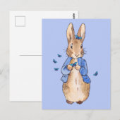 Carte Postale Lapin avec papillons Merci (Devant / Derrière)