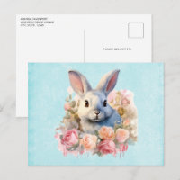 Lapin avec une guirlande de roses Mignon